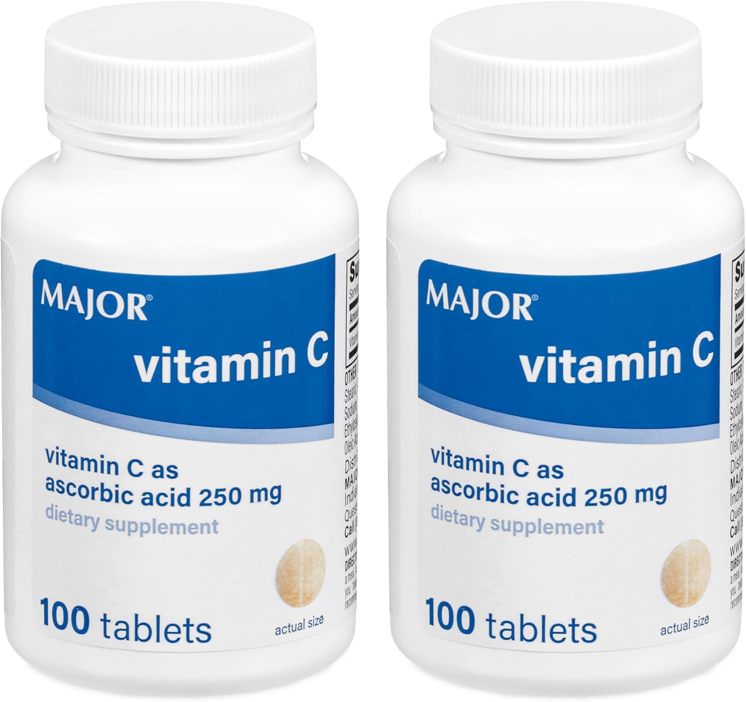 MAJOR Vitamina C 250 mg - Complemento Alimenticio - 100 Comprimidos (2 Paquetes)