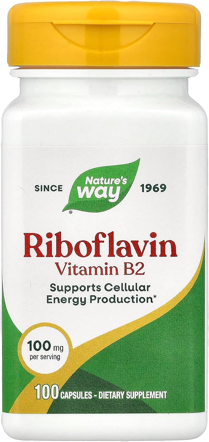 Nature's Way Vitamina B2 100 mg Cápsulas, paquete de 2