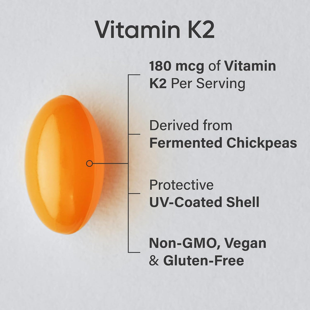 Sports Research Extra Strength Vitamina K2 MK-7 180mcg con Aceite MCT de Coco - 60 Cápsulas Blandas Veganas – Image 2