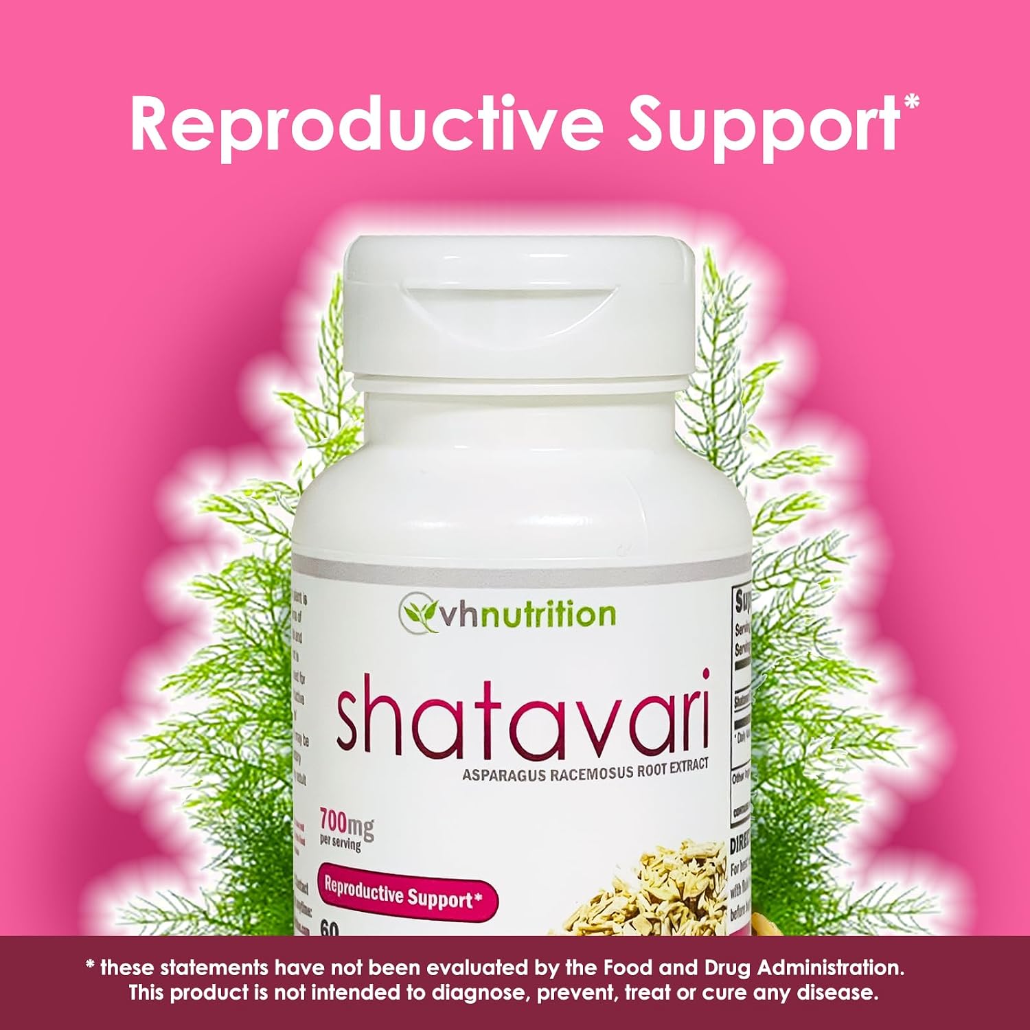 VH Nutrition SHATAVARI | Extracto de Asparagus Racemosus 700mg | Vitalidad Femenina* | Equilibrio Hormonal* | 60 Cápsulas