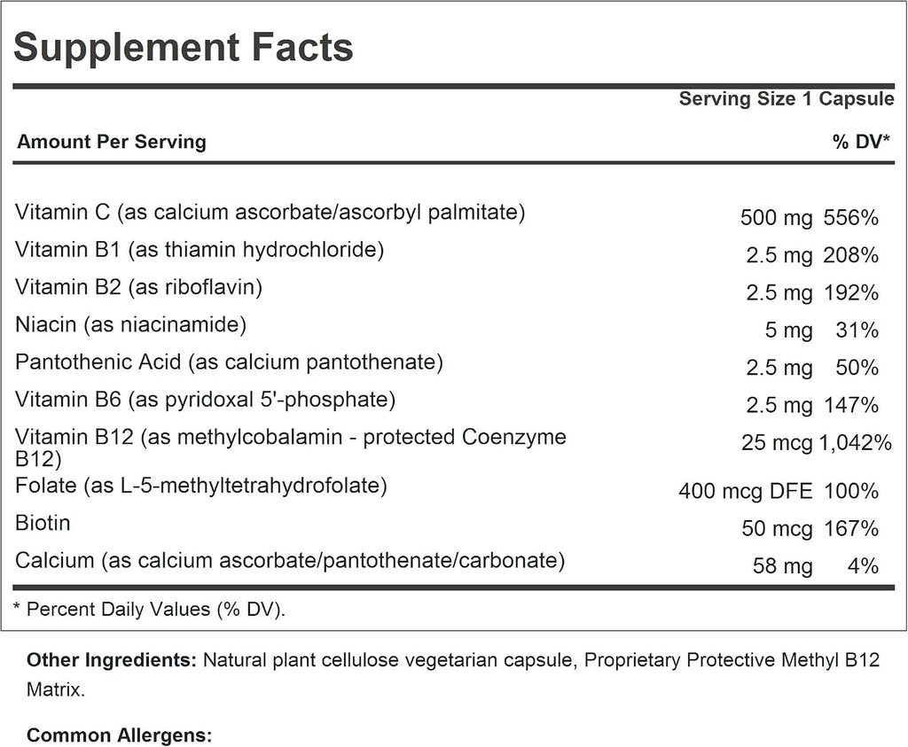 ANDREW LESSMAN Vitamina C 500 con Complejo B - 60 Cápsulas - No Ácida con Bioflavonoides Cítricos