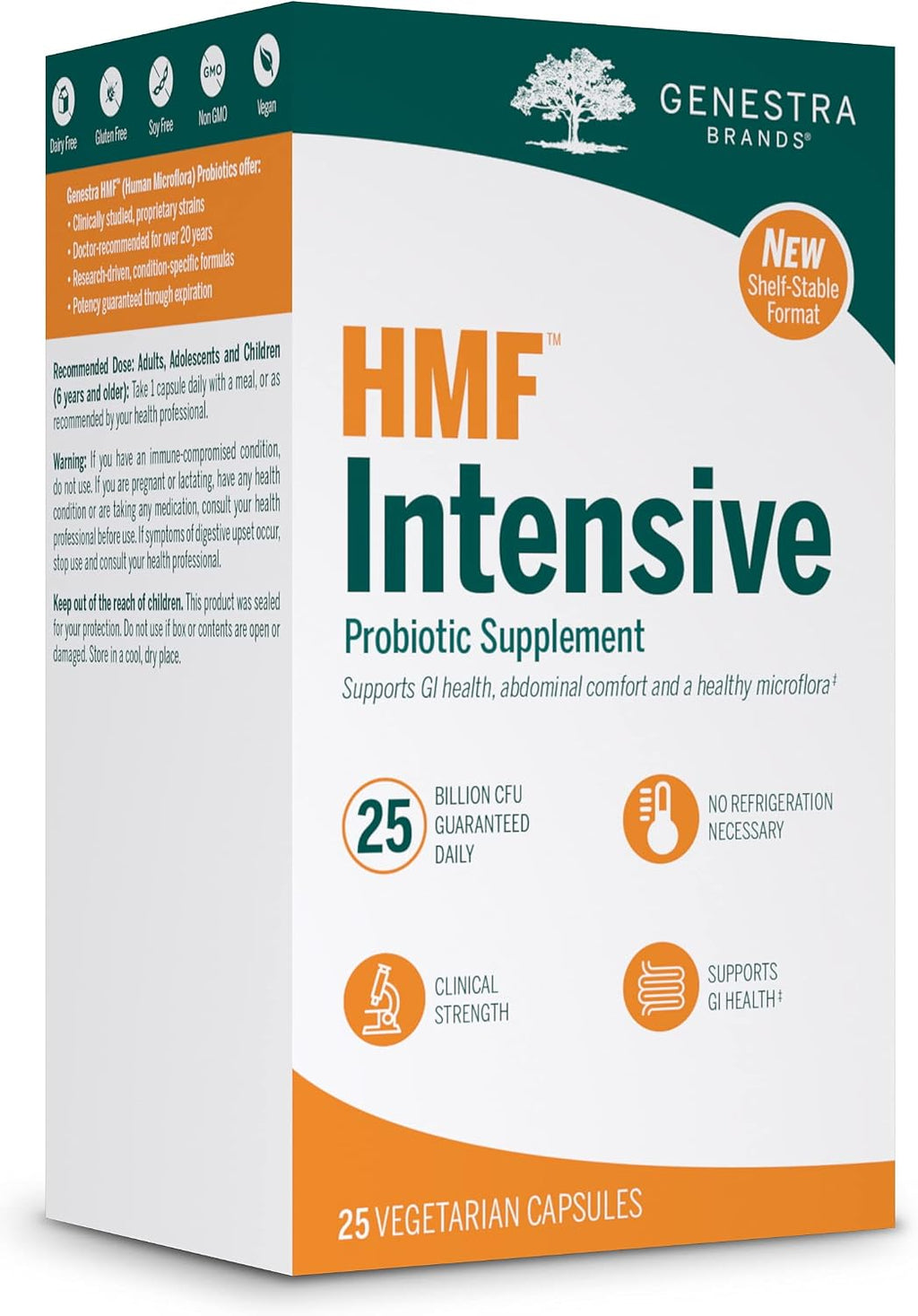 Genestra Brands HMF Intensive | Probiótico Estable con 25 Mil Millones de UFC para la Salud Intestinal | 25 Cápsulas Vegetales