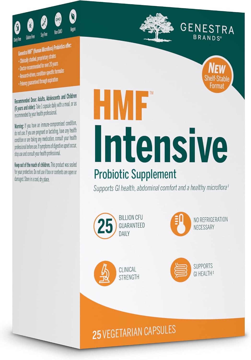 Genestra Brands HMF Intensive | Probiótico Estable con 25 Mil Millones de UFC para la Salud Intestinal | 25 Cápsulas Vegetales