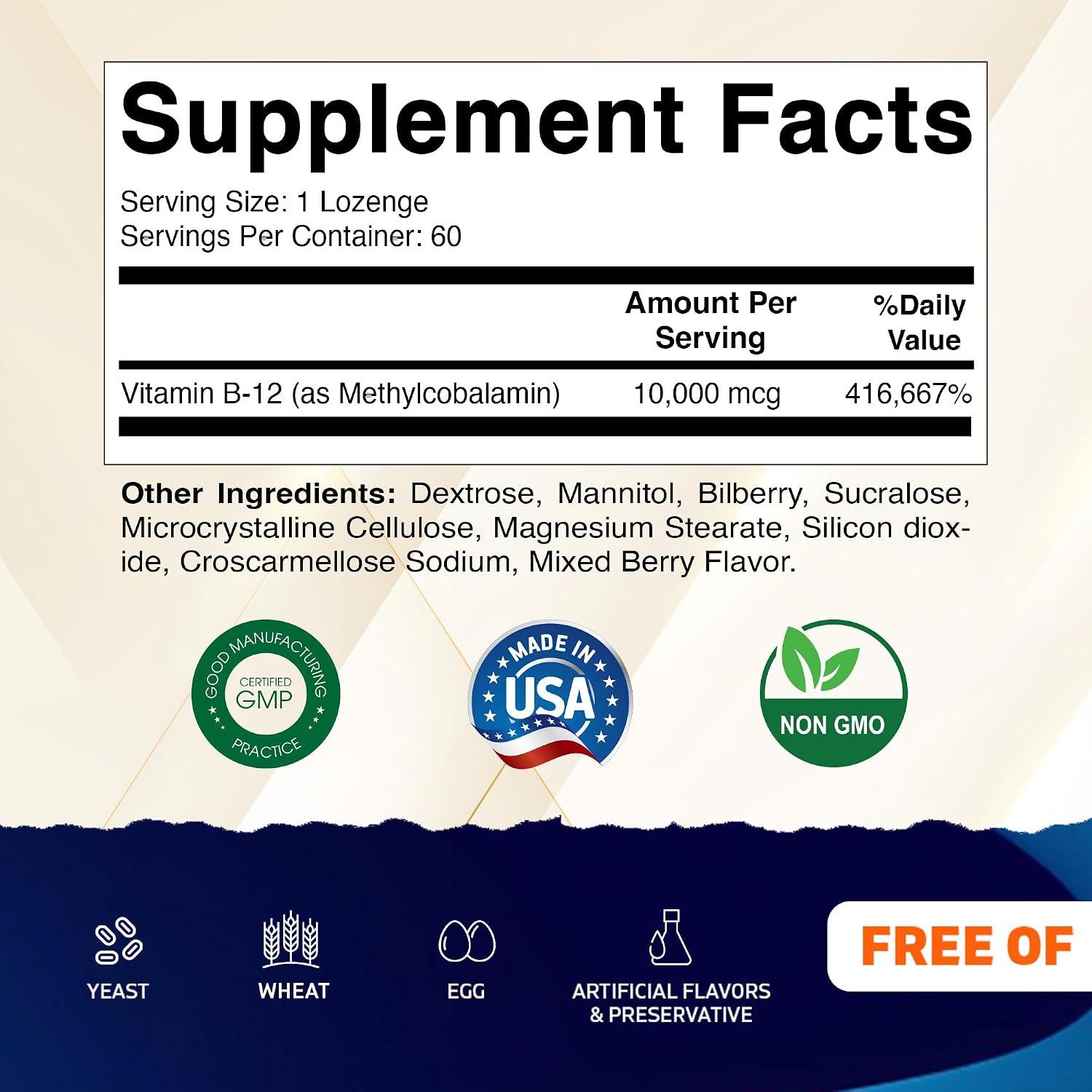 Vitamatic Vitamina B12 Metilcobalamina 10,000 mcg, 60 Comprimidos (Paquete de 2)