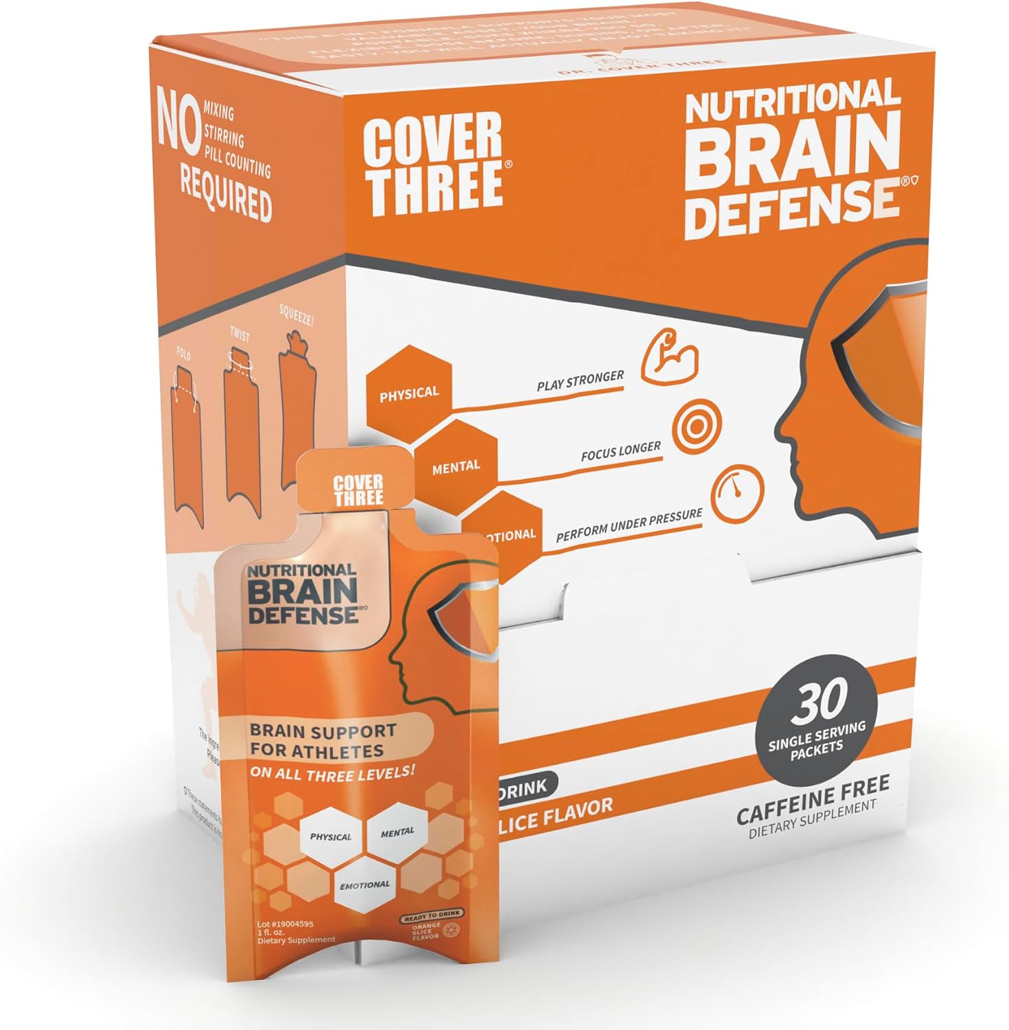 Brain Assist - Suplemento para el cerebro con curcumina, uridina y omega-3, sabor naranja