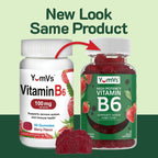 YUM-V'S Gominolas de Vitamina B6 Alta Potencia 100mg - Sabor Fresa - 60 Gominolas (2 Paquetes)