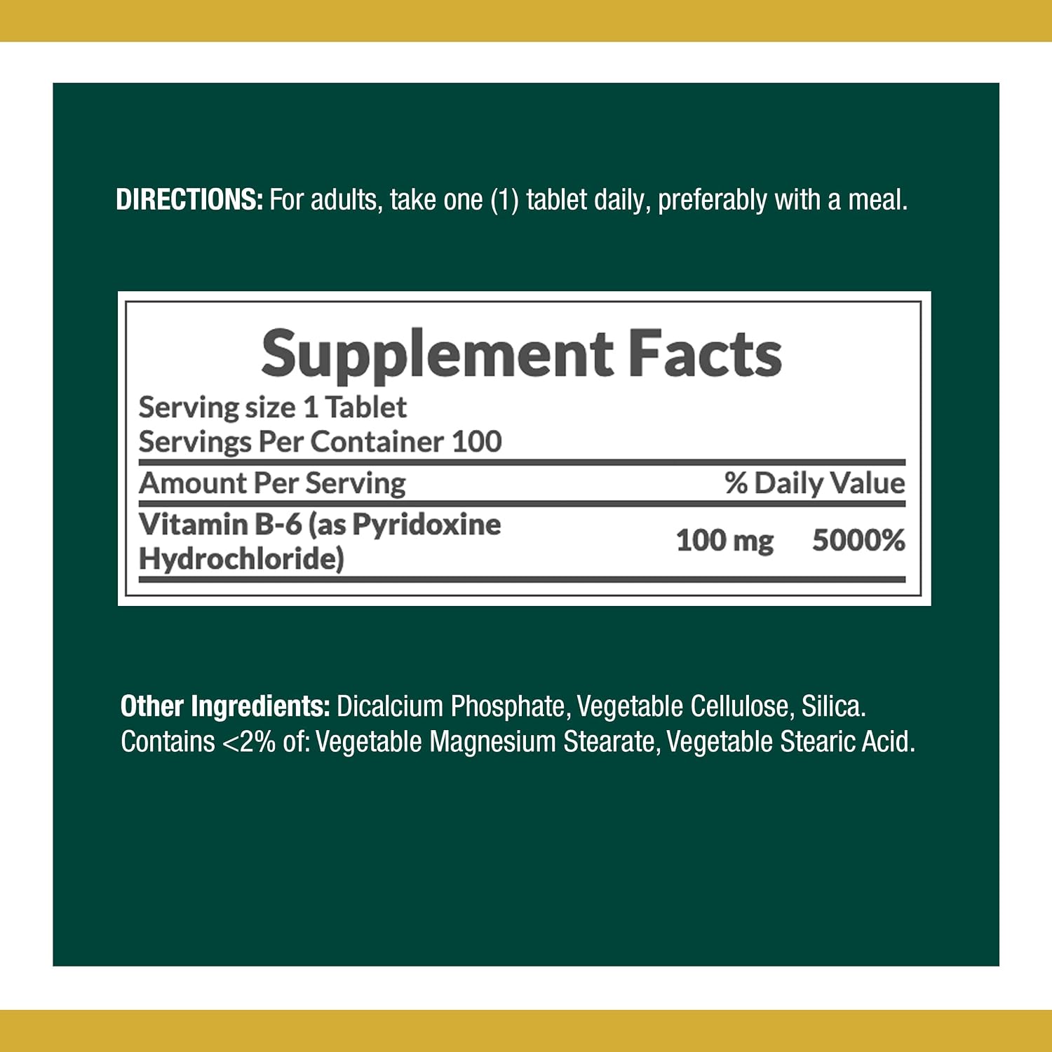 Nature's Bounty Vitamina B6, 100mg, 100 Comprimidos