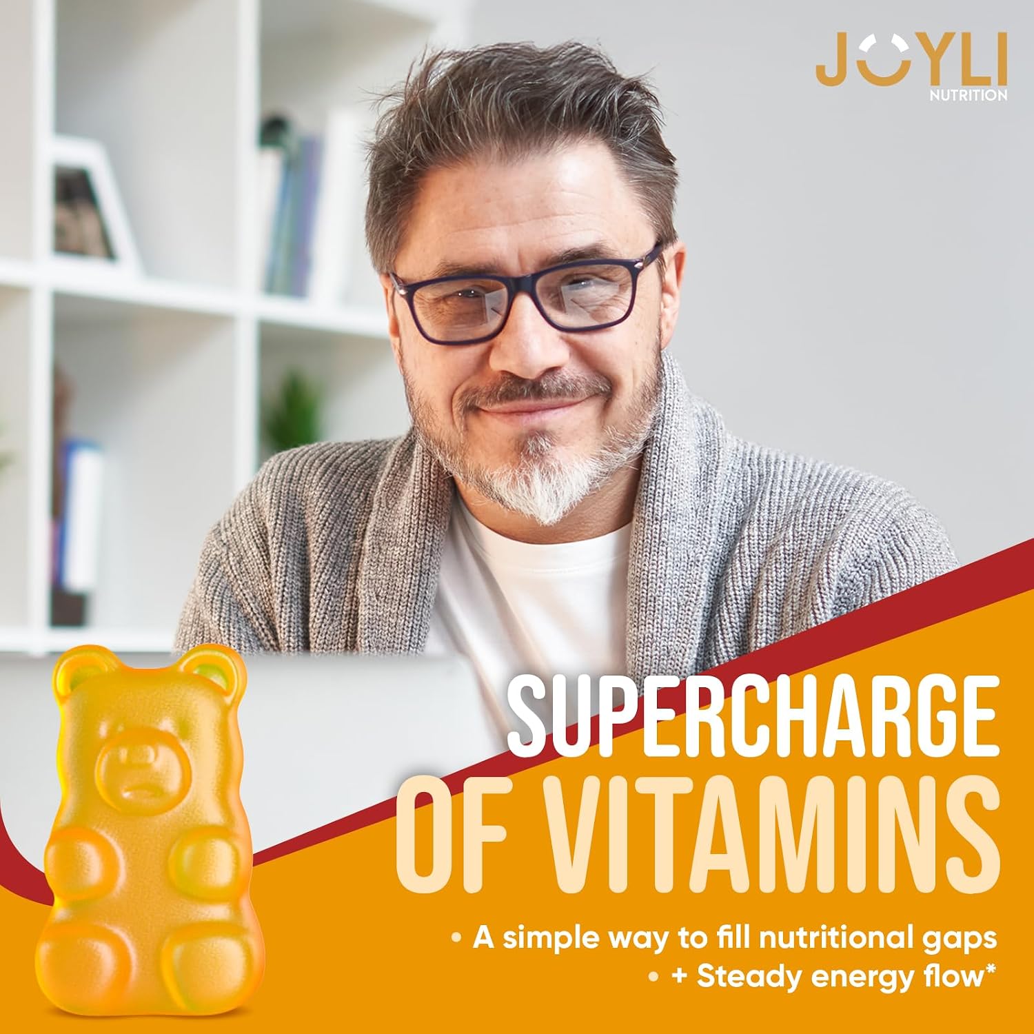 Joyli Superfruit Gummies - Gomitas Multivitamínicas sin Azúcar para Adultos - Vitaminas Naturales con Goji, Saúco, Vitamina A, C, D y E - Apoya la Inmunidad, Digestión y Energía
