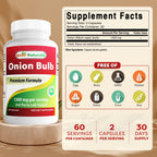 Best Naturals Bulbo de Cebolla Seco 1300mg por Porción - 60 Cápsulas - También Conocido Como (Allium Cepa)