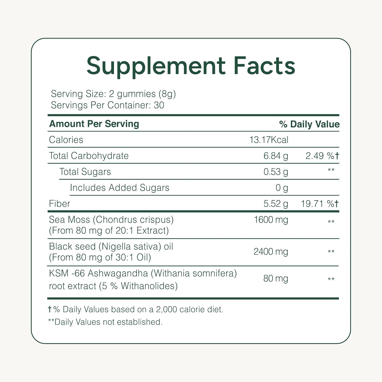 ROOT LABS Sea Moss Gummies con 92+ Minerales, Aceite de Semilla Negra y Ashwagandha KSM 66 | 1600 mg | 120 Gomitas