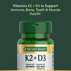 Nature's Bounty Vitamina D3 + K2, 4000 UI D3 + 100 mcg K2, 30 Cápsulas Vegetales