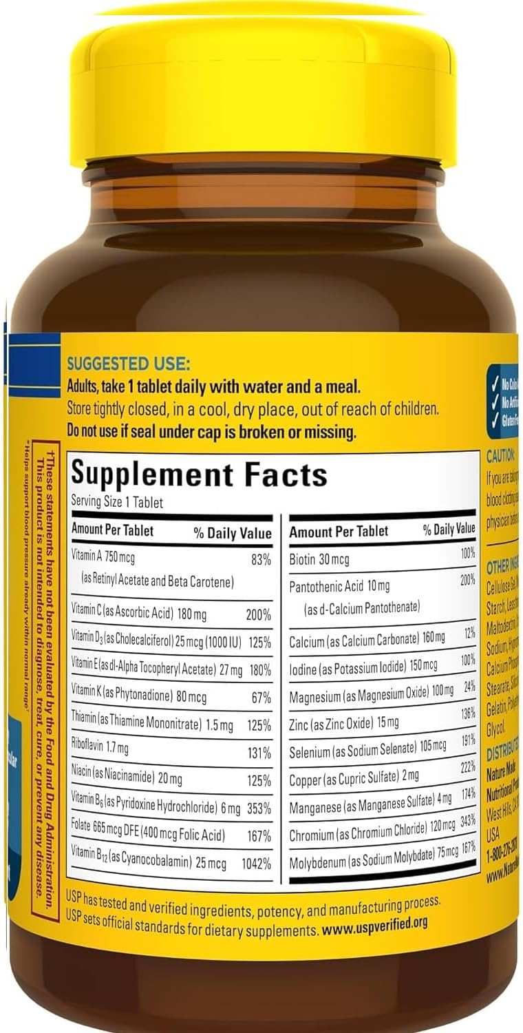 Nature Made Multi for Him 50+ - Multivitamínico para Hombres Mayores de 50 Años - 90 Comprimidos (Pack de 4)