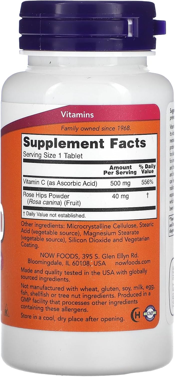 NOW Foods C-500 con Escaramujo, 100 Comprimidos
