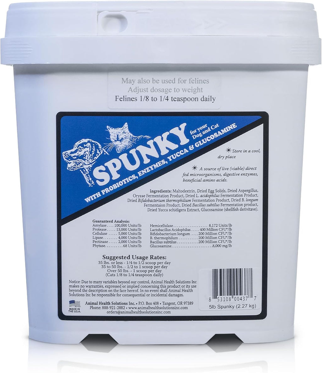 Spunky Digestive Supplement - Probióticos, Enzimas Digestivas, Apoyo Articular para Perros y Gatos | Salud Intestinal | Probióticos para Perros y Gatos - 2.27 kg