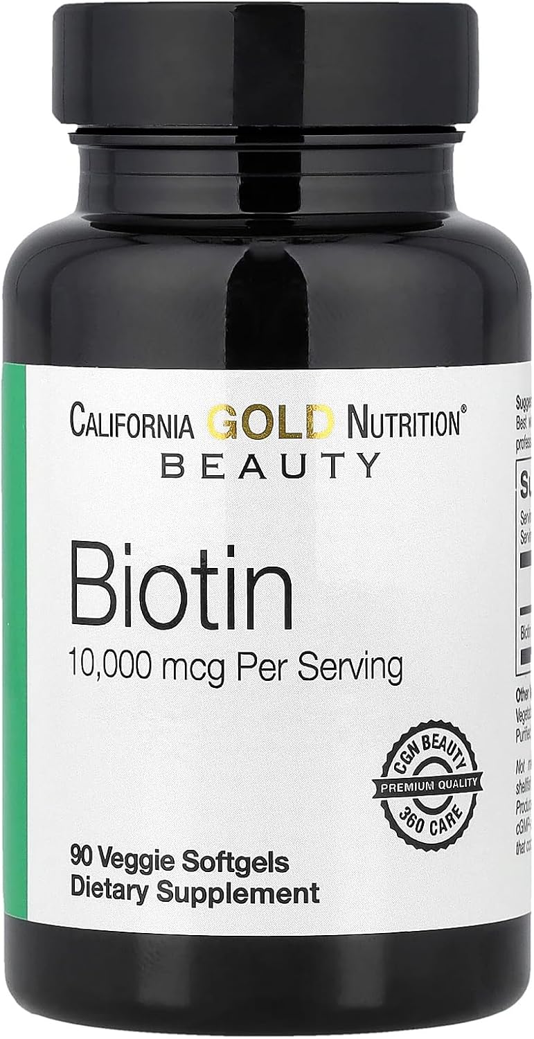 California Gold Nutrition Biotina 10.000 mcg, 90 cápsulas blandas veganas