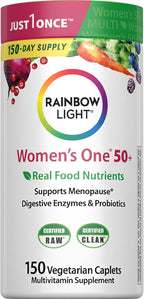 Rainbow Light Women's One+ Multivitamin 50 Plus | 90 Comprimidos | Apoya la Menopausia | Nutrientes de Alimentos Reales, Enzimas Digestivas y Probióticos