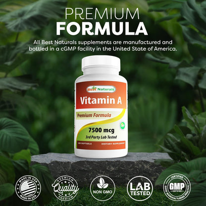 Best Naturals Vitamina A 25000 UI (7500 mcg) – 180 Cápsulas Blandas – Image 5