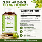 VEDIKROOTS Cápsulas de Amla 100% Orgánicas - Fuente Natural de Vitamina C - Complemento Alimenticio Herbal (60 Cápsulas, Pack de 2)