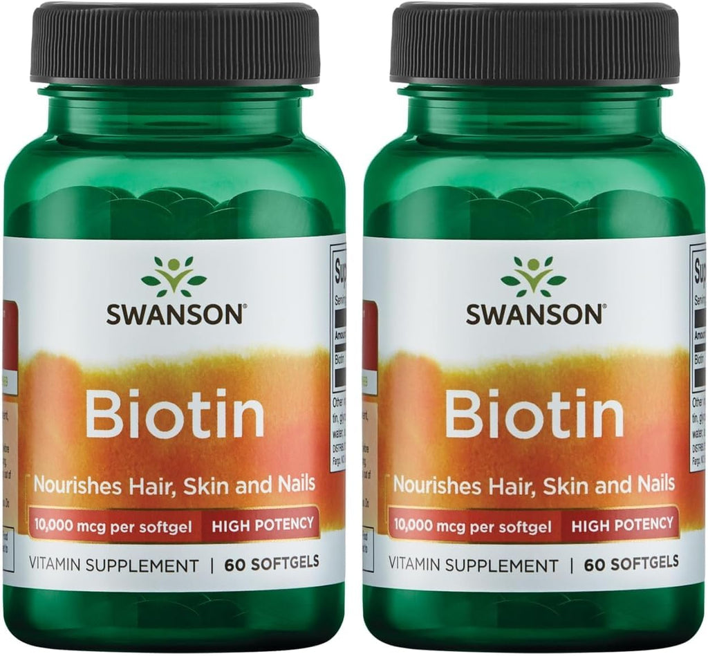 Swanson Biotina Súper Concentrada 10000 mcg - 60 Cápsulas Blandas