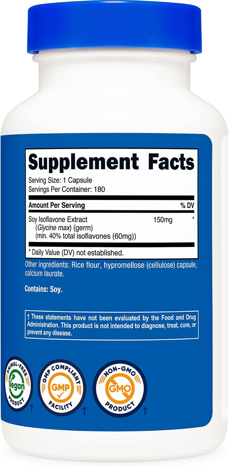 Nutricost Isoflavonas de Soja 150mg, 180 Cápsulas Veganas