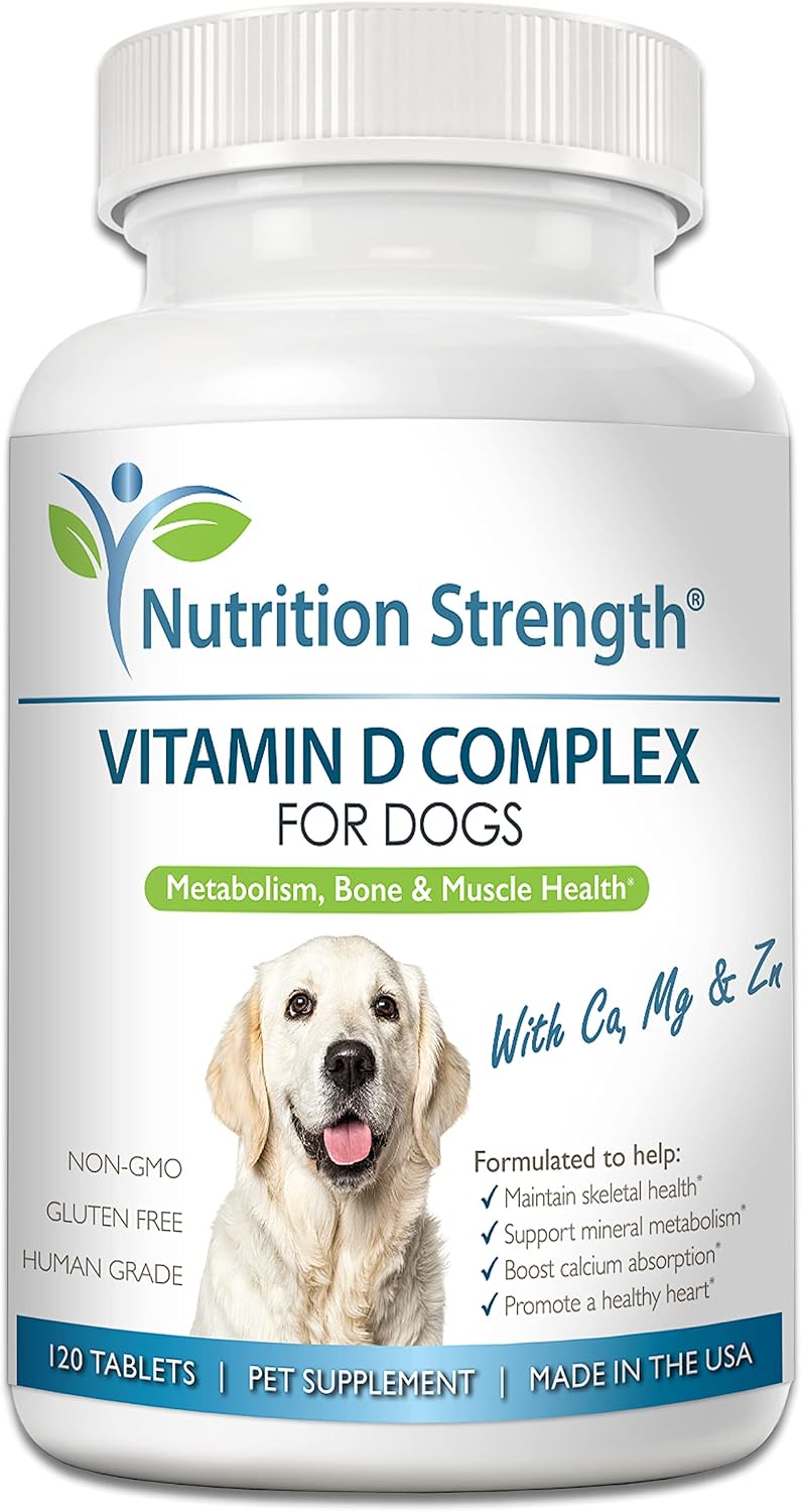 Nutrition Strength Vitamina D para Perros con Calcio, Magnesio y Zinc - 120 Comprimidos Masticables