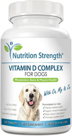 Nutrition Strength Vitamina D para Perros con Calcio, Magnesio y Zinc - 120 Comprimidos Masticables