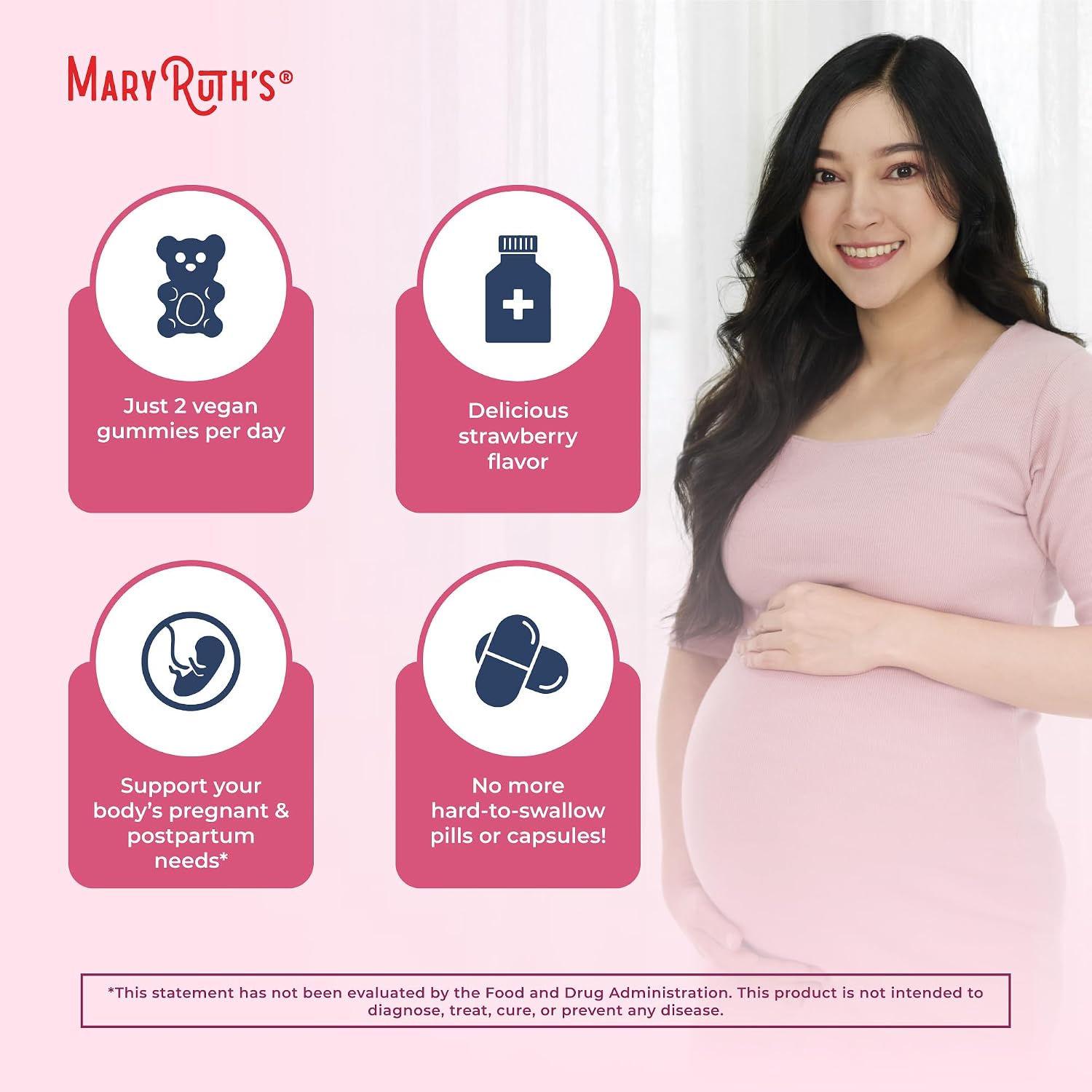 MaryRuth's Organics Vitaminas Prenatales Orgánicas - Gominolas con Metilfolato 800 mcg, Yodo, Vegano - 30 Servicios