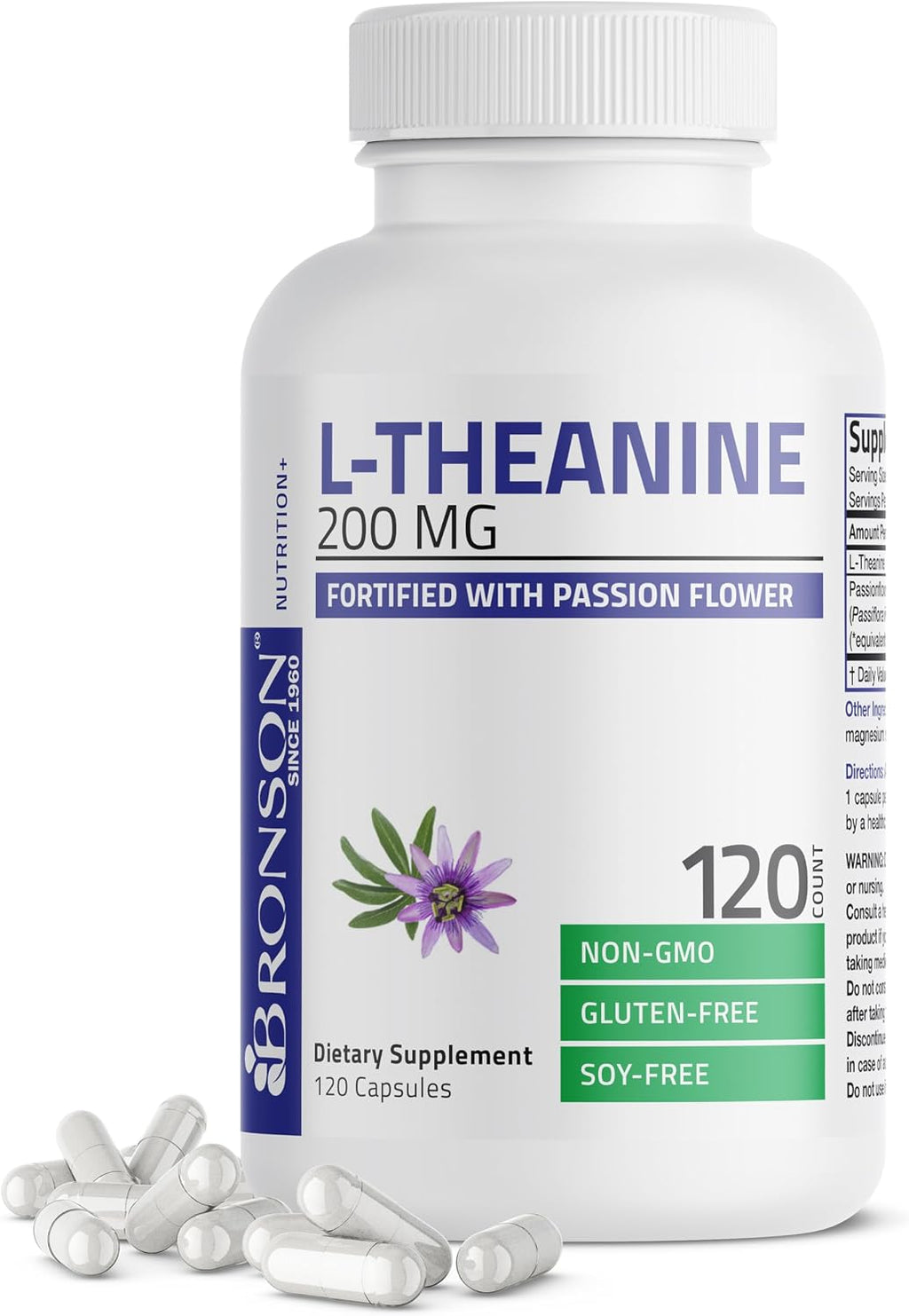 Bronson L-Teanina 200mg (Doble Concentración) con Pasiflora - 360 Cápsulas