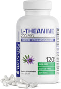 Bronson L-Teanina 200mg (Doble Concentración) con Passiflora - 120 Cápsulas