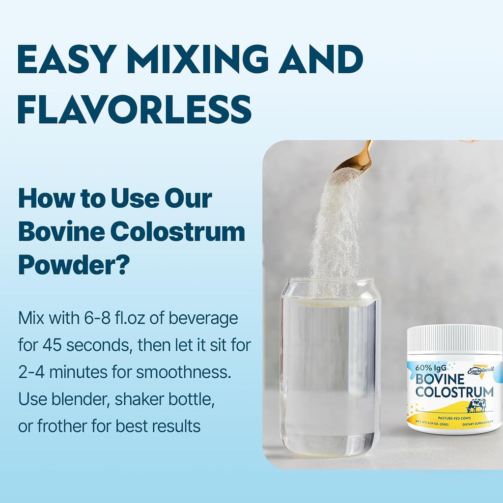 Energievoll Polvo de Calostro Bovino - 60% IgG 3000 mg - Sin Sabor - 50 Dosis