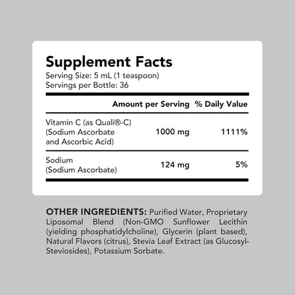 AMANDEAN Liposomal Vitamin C 1000mg 177ml - – Ingredientes activos: Vitamina C (como ácido ascórbico Quali-C), – Image 4
