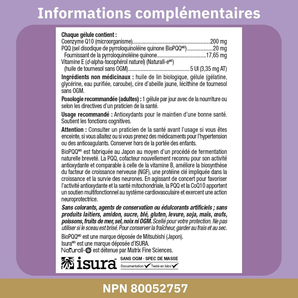 Bioclinic Naturals CerebroVital PQQ-10, 60 Cápsulas Blandas