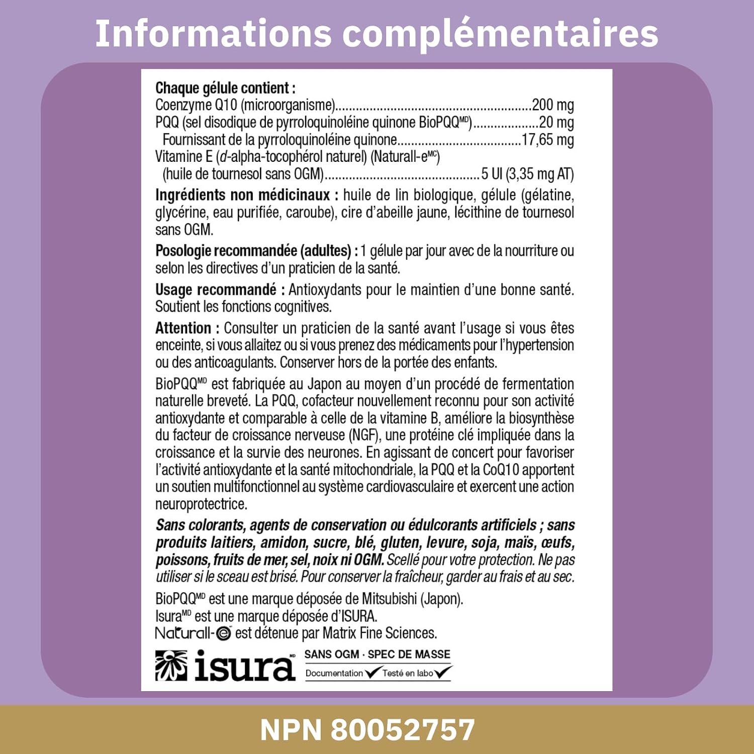 Bioclinic Naturals CerebroVital PQQ-10, 60 Cápsulas Blandas