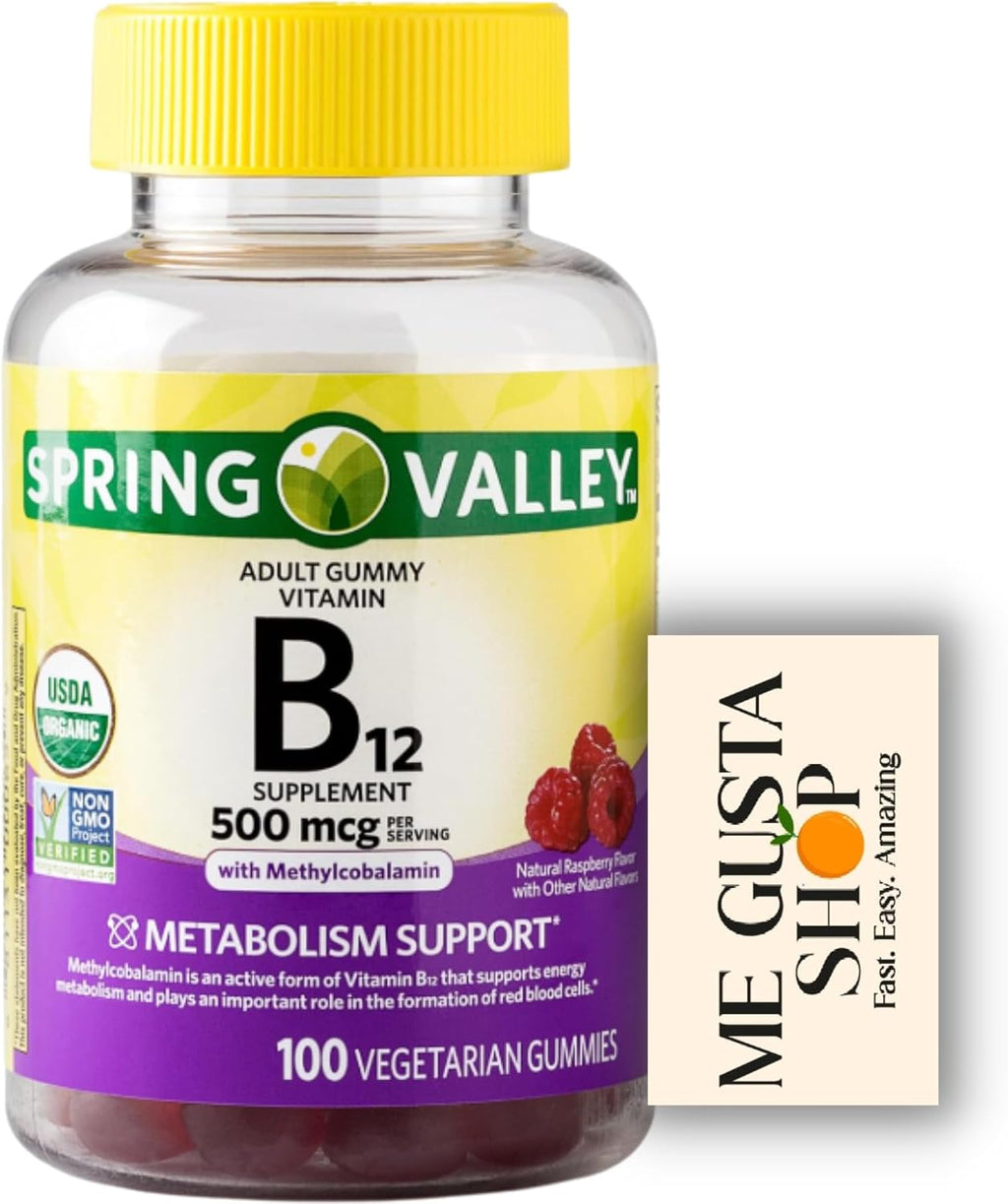 Spring Valley Vitamina B12 500 mcg Gomitas Sabor Frambuesa - 100 unidades