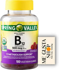 Spring Valley Vitamina B12 500 mcg Gomitas Sabor Frambuesa - 100 unidades