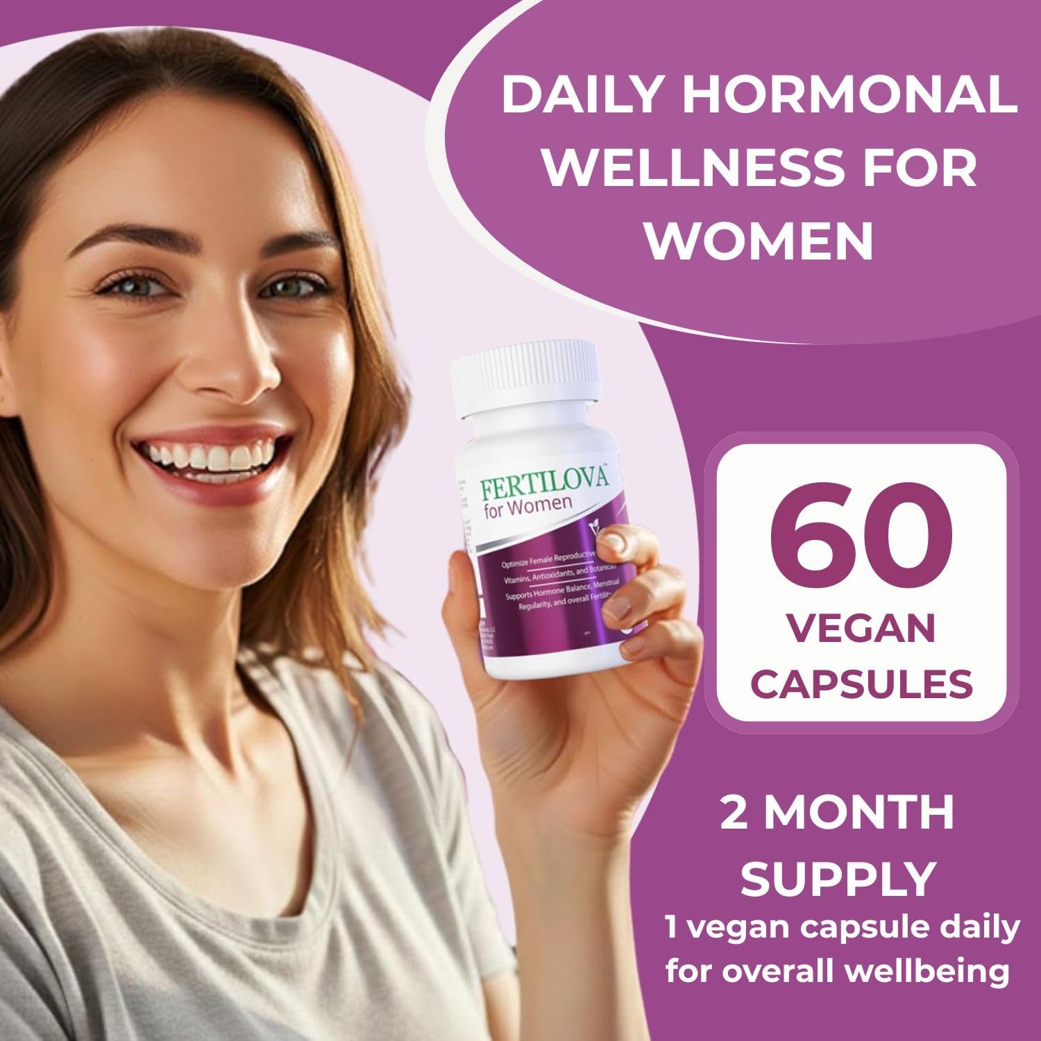 Fertilova - Complemento de Fertilidad para Mujer | 2 Meses de Suministro | 60 Cápsulas Veganas