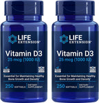 Life Extension Vitamina D3 25 mcg (1000 UI) – 2x250 cápsulas blandas