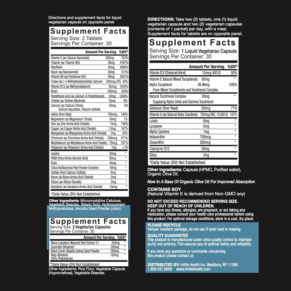 Invite Health Multivitamínico para Hombres - Complejo Diario con Maca, Quercetina y Beta-Sitosterol - Pack de 2 (60 Sobres)