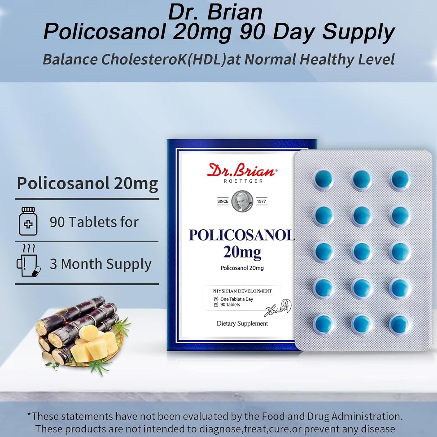 Dr. Brian Policosanol 20mg – 90 Comprimidos Vegetales | Apoyo Cardiovascular