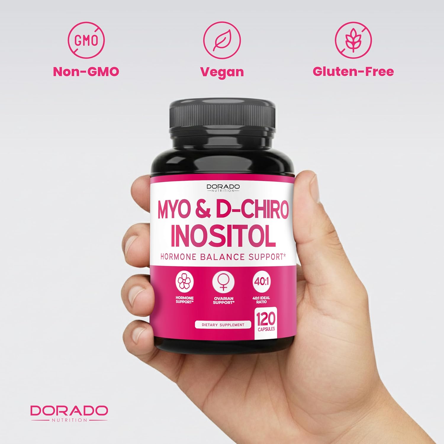 Myo-Inositol & D-Chiro Inositol 40:1 para Mujer - 120 Cápsulas, 2050 mg por Dosis