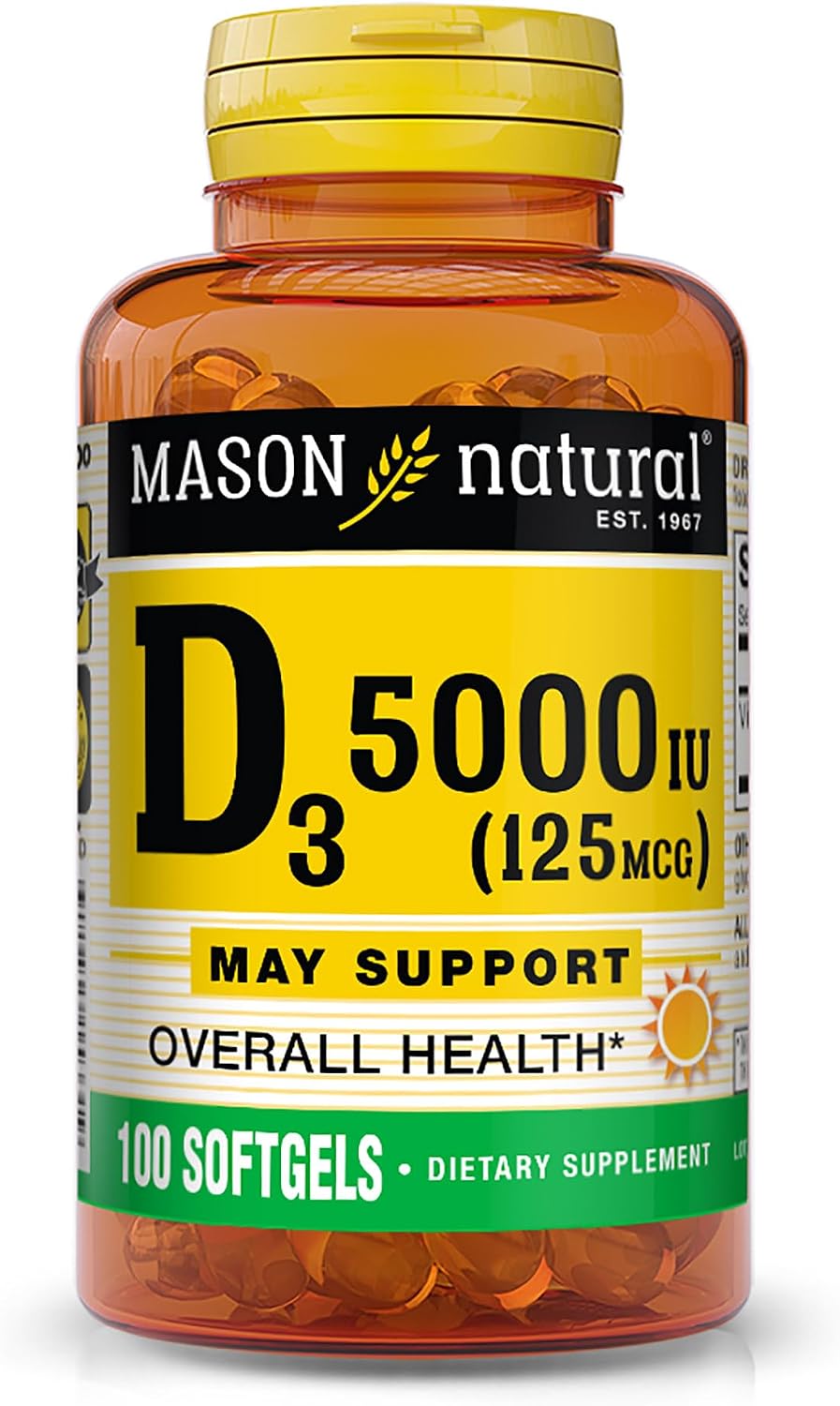 Mason Natural Vitamin D3 1000 IU (25 mcg) from Fish Liver Oil, 120 Softgels