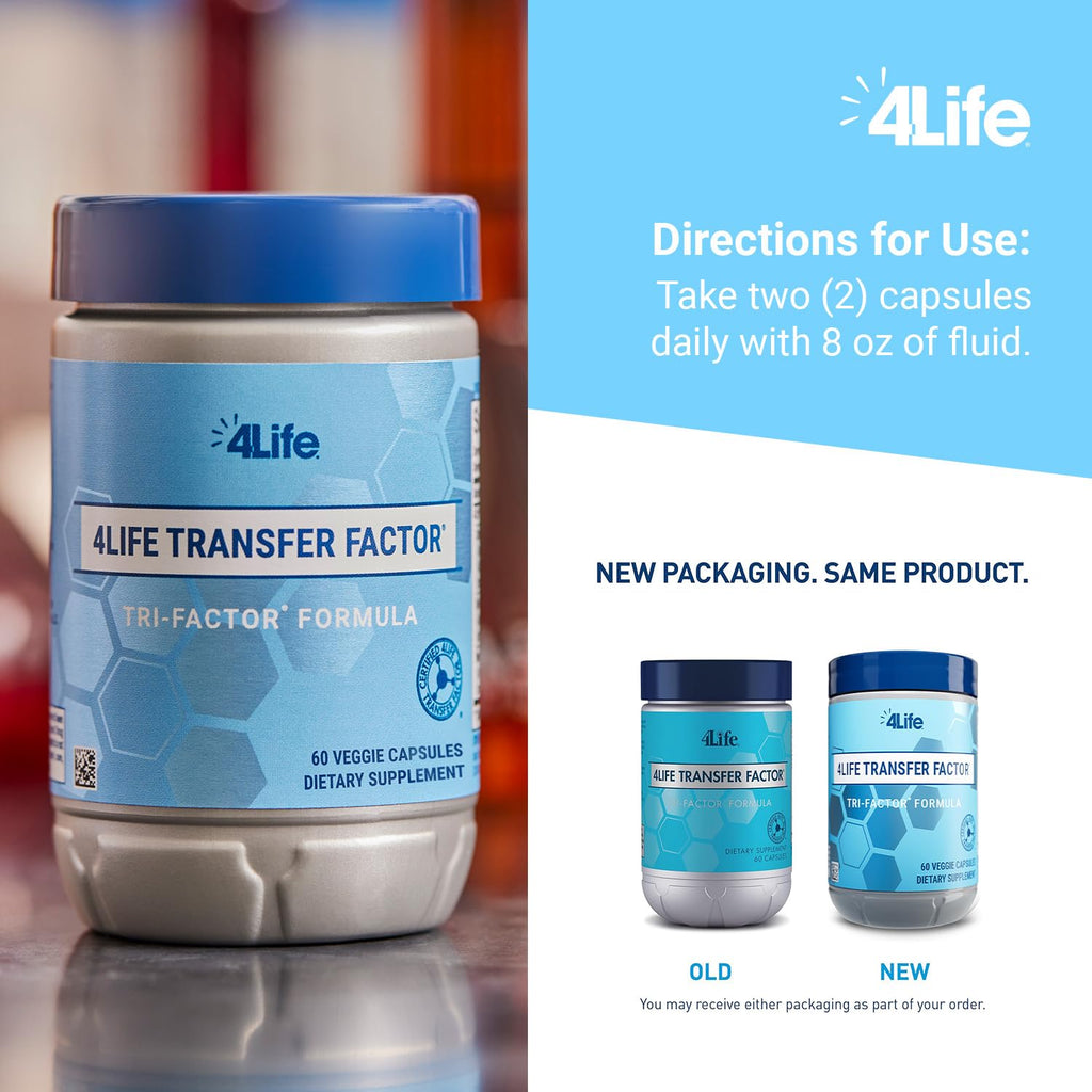 4Life Transfer Factor Tri Factor - Suplemento Inmunológico con Péptidos Bioactivos, 60 Cápsulas Veganas