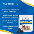Doc Roy's Derma Coat Plus, Soft Chews with Omega 3-6-9 and Biotin for Dogs, 120 Count