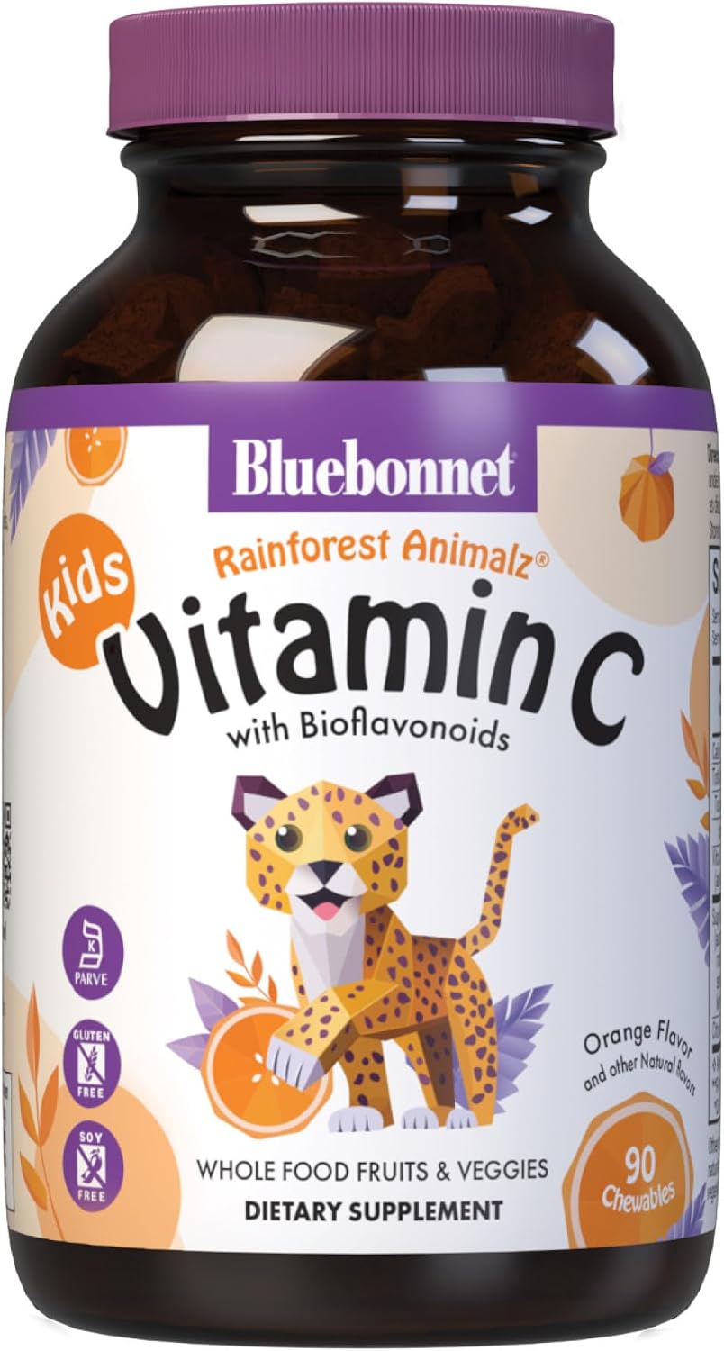 Bluebonnet Rainforest Animalz Vitamina C 250 mg - 90 Comprimidos Masticables para Niños