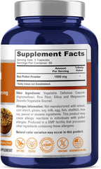 NusaPure Polen de Abeja 1500mg 200 Cápsulas Vegetales (Vegano, Sin OGM)