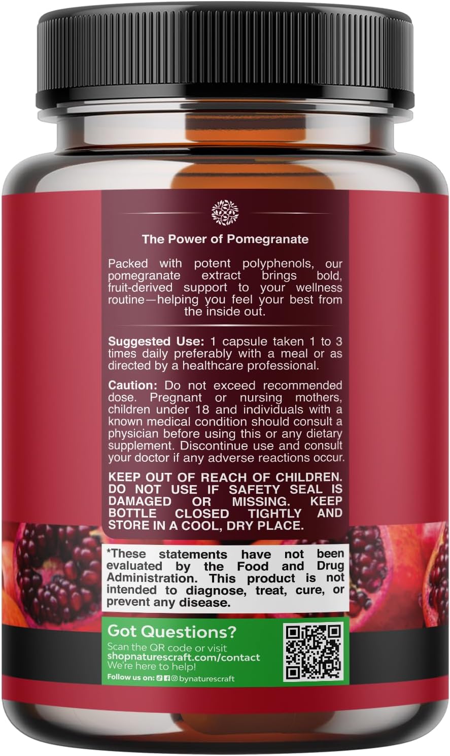 Cápsulas de extracto avanzado de granada - Potente antioxidante y apoyo para un corazón saludable - Suplemento de granada fácil de tragar - Superalimento para energía y apoyo de la salud intestinal - Probado por terceros - 60 unidades