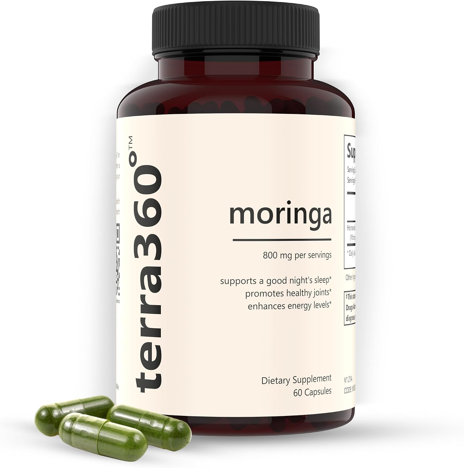 Cápsulas de Moringa Orgánica en Polvo - 800mg, 60 Cápsulas