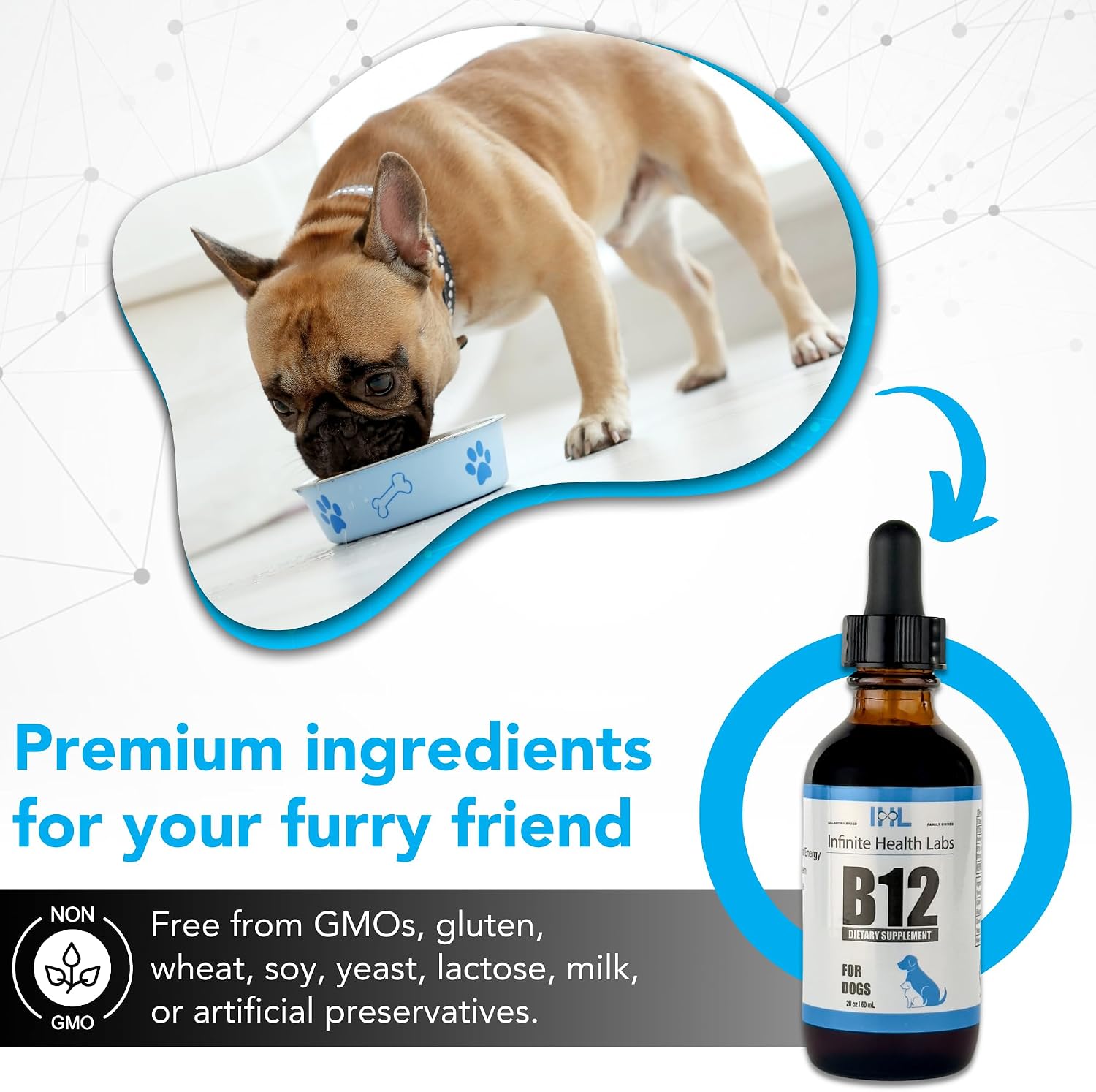 Vitaminas Líquidas B-12 para Perros - Suplemento de Metilcobalamina - Infinite Health Labs