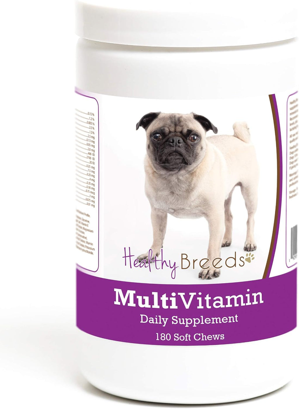 Healthy Breeds Multivitamínico en Masticables Suaves para Perros Pug (180 uds.)