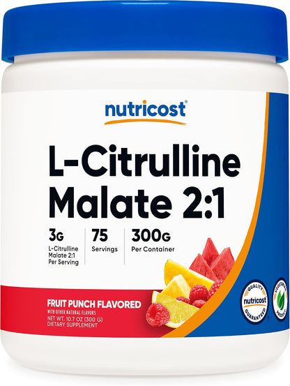 Nutricost L-Citrulina Malato 2:1 (300 g) (Sabor Strawberry Kiwi) – Image 9